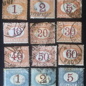 Nuova Collezione Italia Regno - Segnatasse del periodo 1870 1890 - 12 valori usati