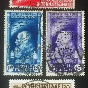 Italia Regno 1935 - 1° Salone Aeronautico Iternazionale - 4 usati - Uni 384/387 Occasione