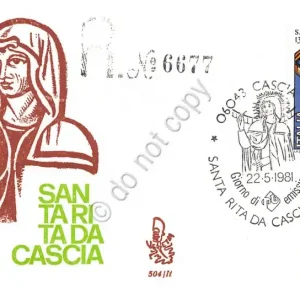 Di Marca FDC Venetia - Italia 1981 - Santa Rita da Cascia - racc. viagg. - ann. tematico